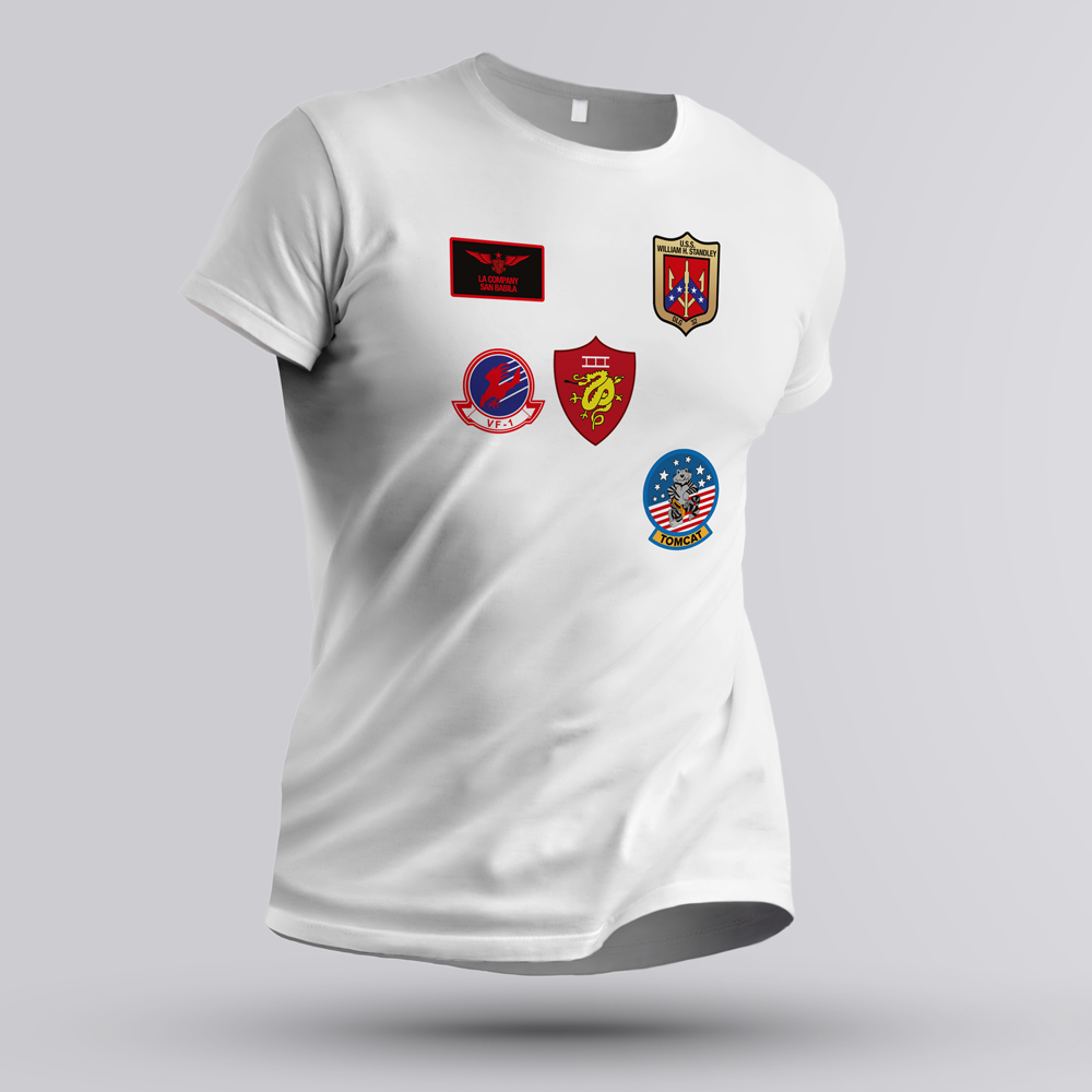 Maglietta TOP GUN patch bianca